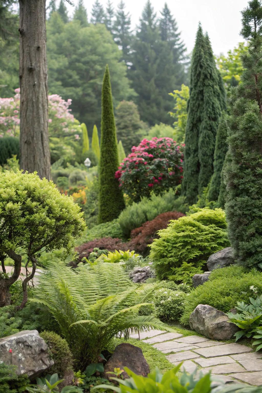 Rich greenery forming a serene and secluded garden.
