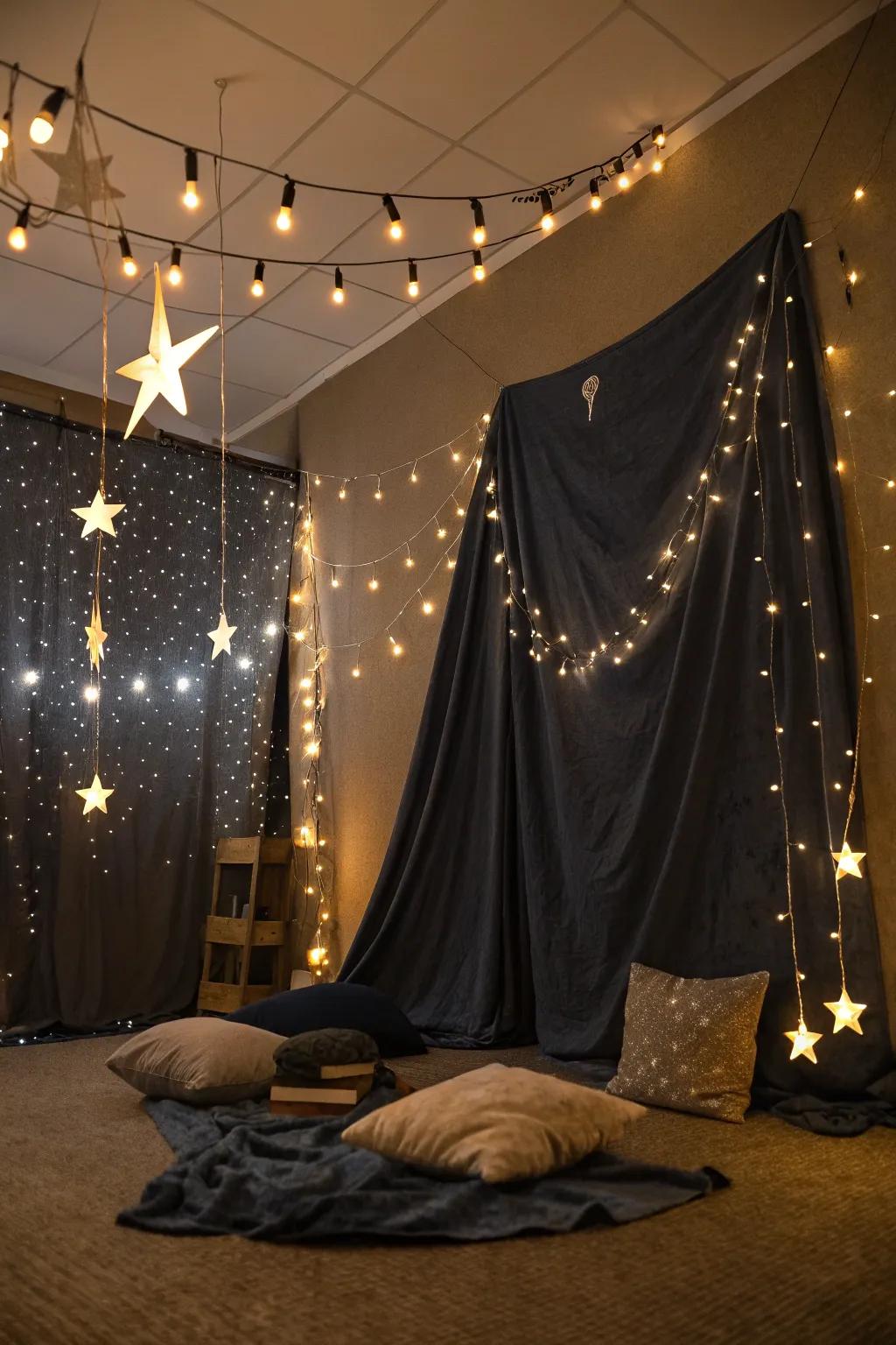 A picturesque starlit night panorama for captivating, dreamlike photos.