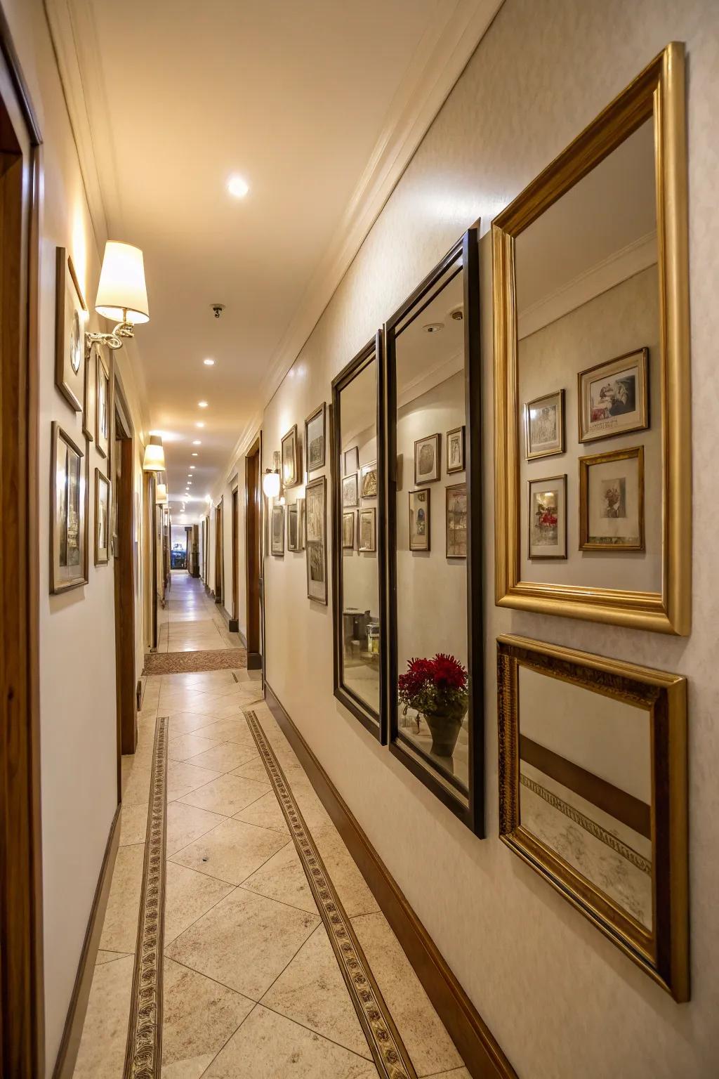Mirrors contribute depth and illumination to frame configurations.