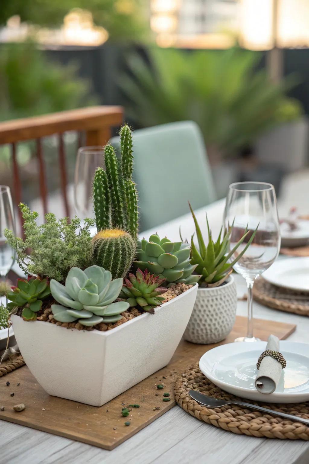 Elevate your dining encounter with a chic botanical centerpiece.