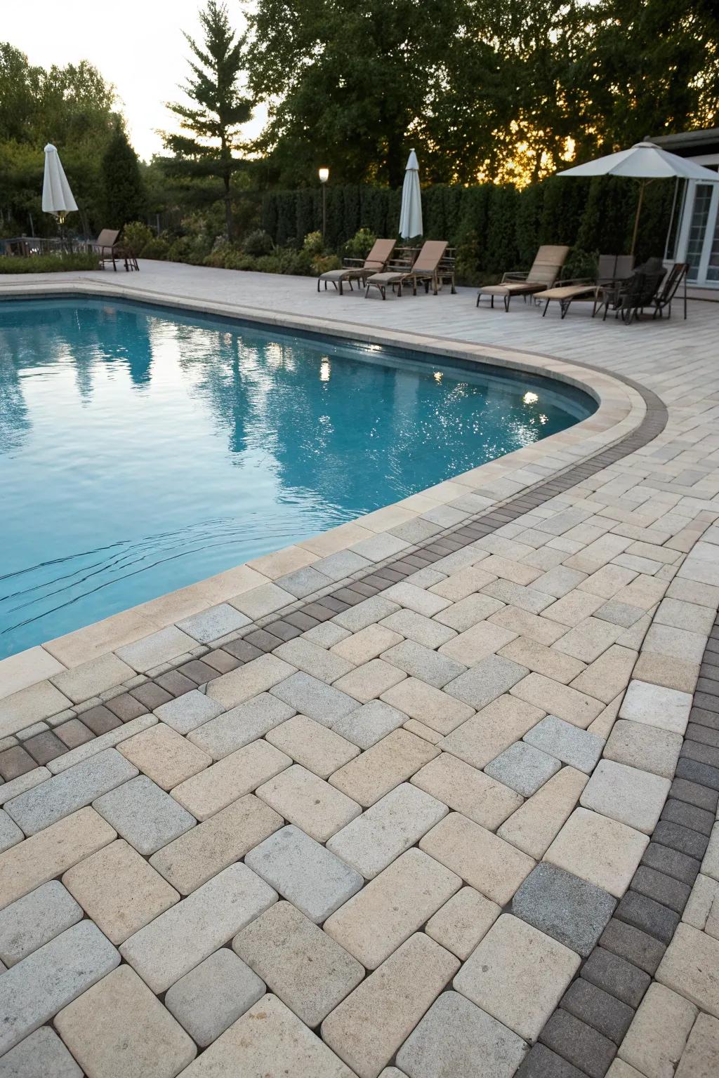 Paver coping accommodates imaginative layouts and motifs.