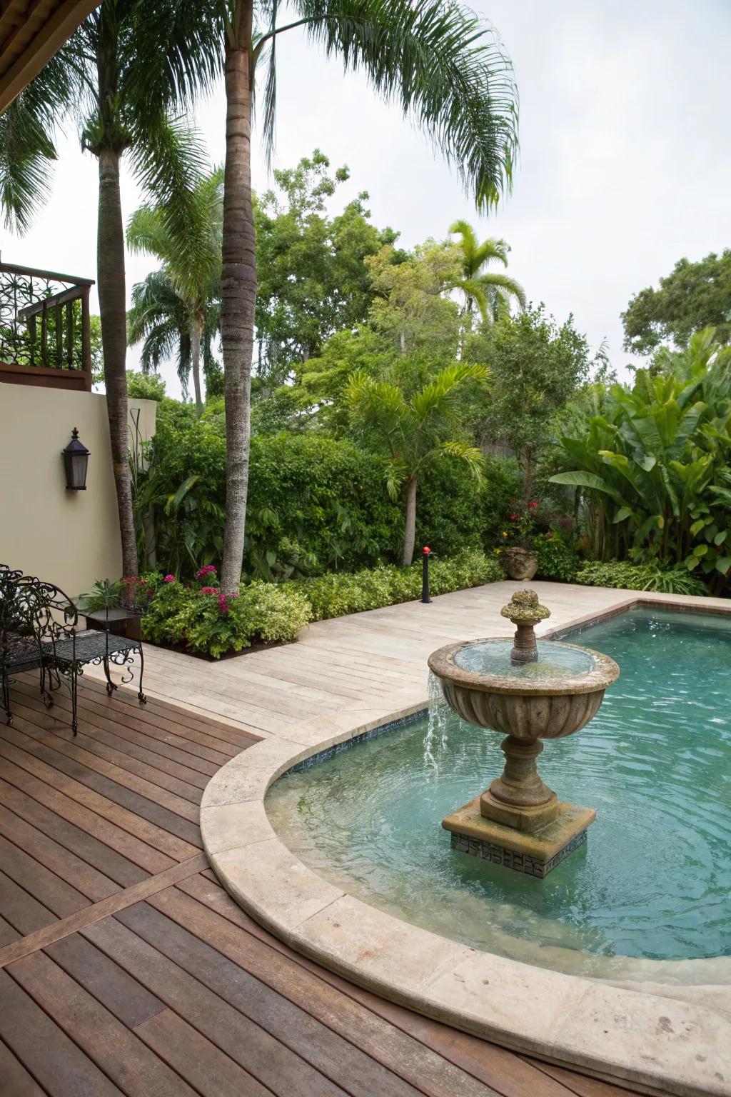 Water features add a serene and peaceful vibe to your pool deck.