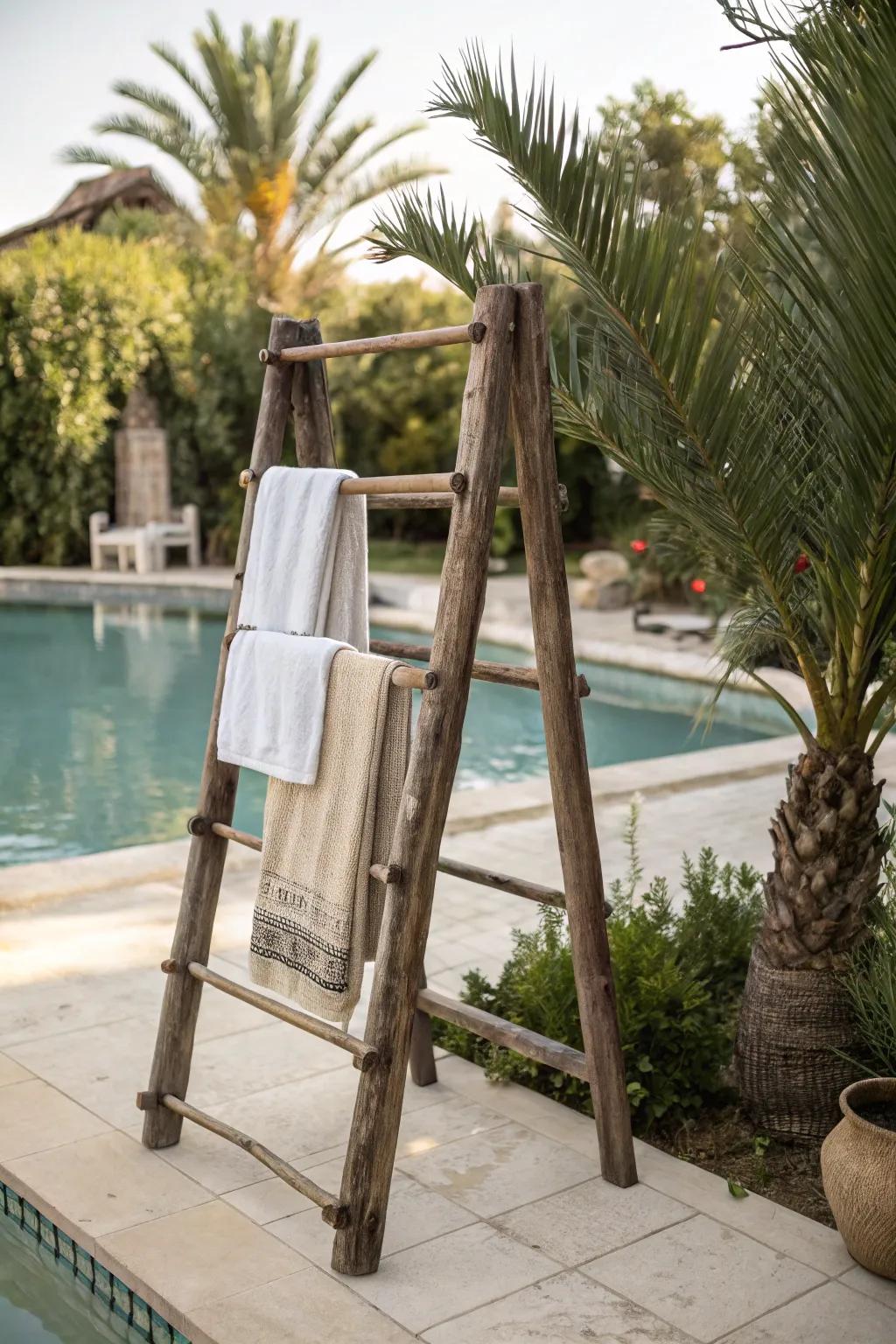 Homespun timber frame imbuing charm into the poolside.
