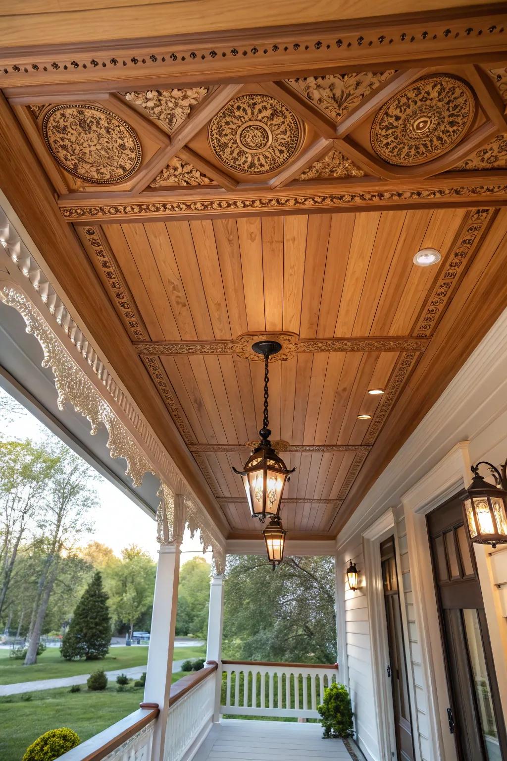 Refined wood panels create a cozy setting.