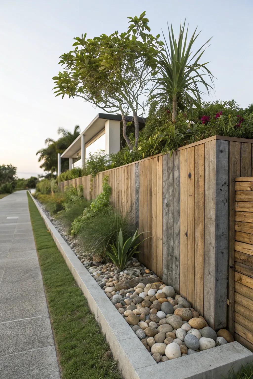 A harmonious mixture of materials creating a striking property delineation.