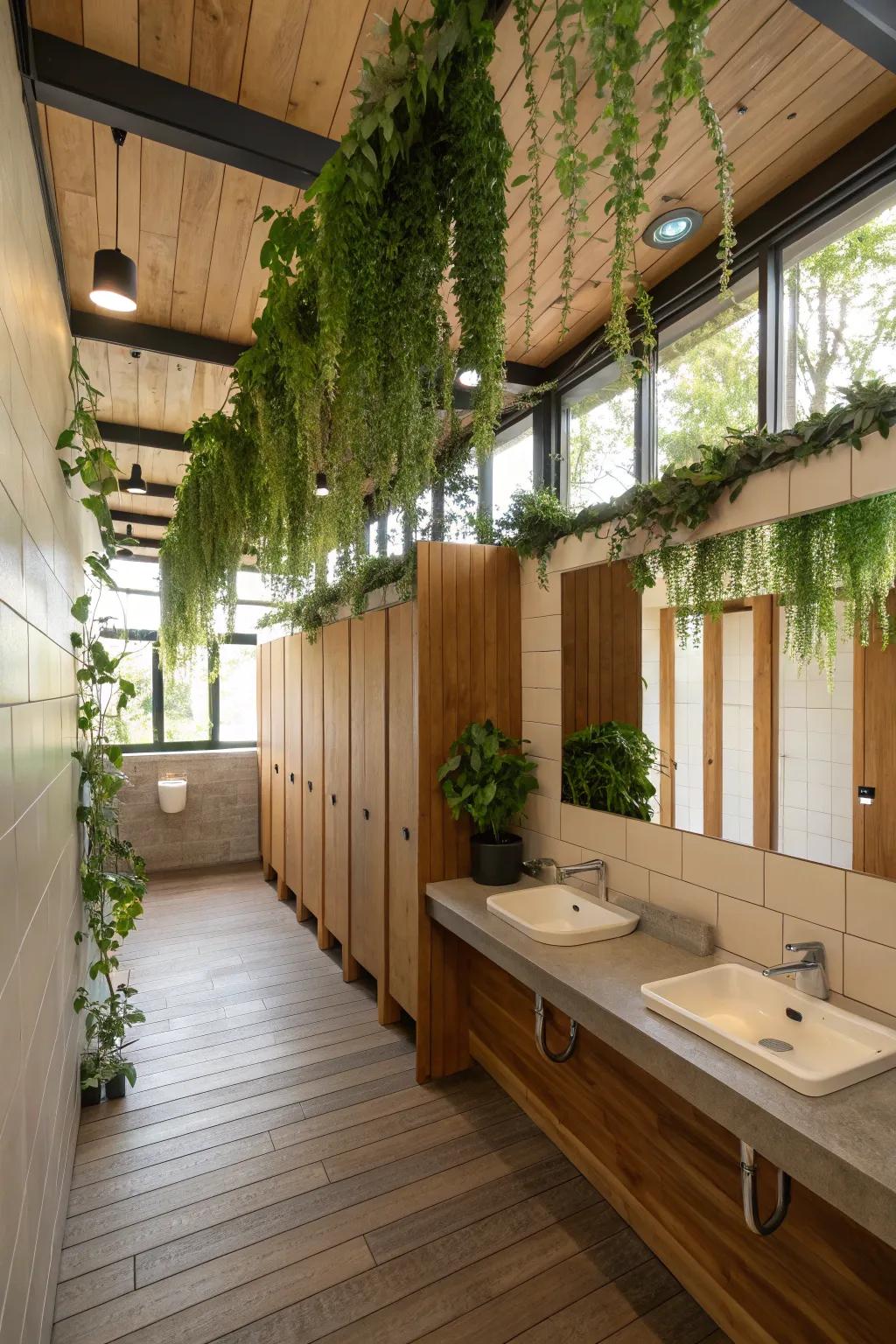 Organic components add a revitalizing and soothing element to public restrooms.