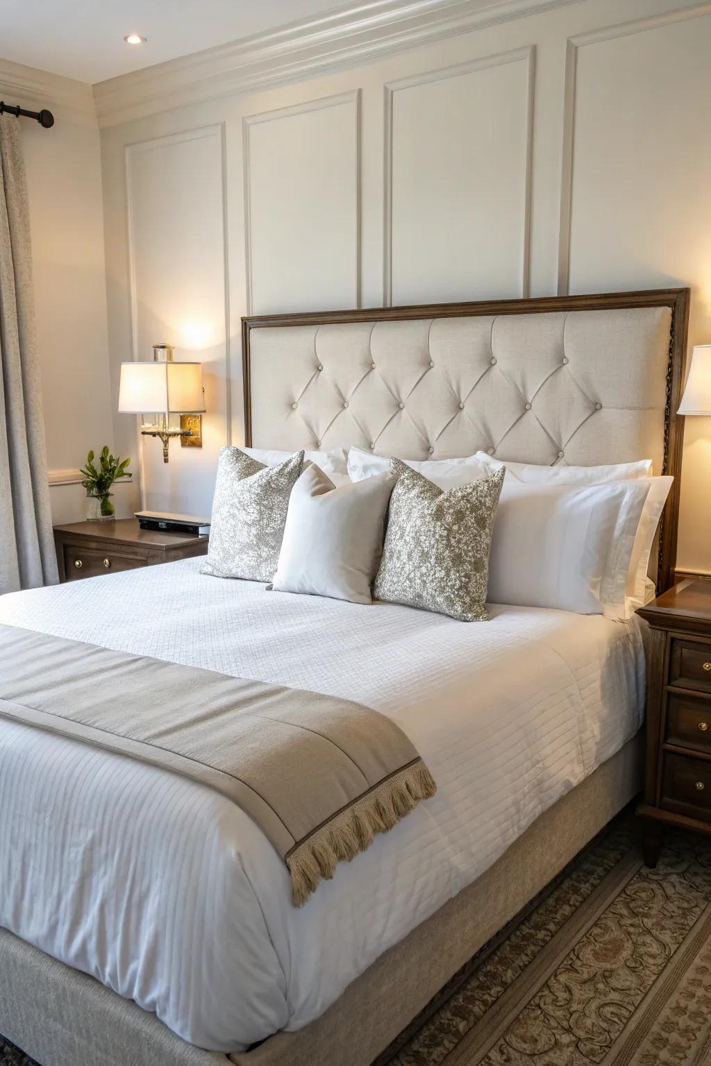 Minimalist pillow layouts emphasize simplicity and grace.