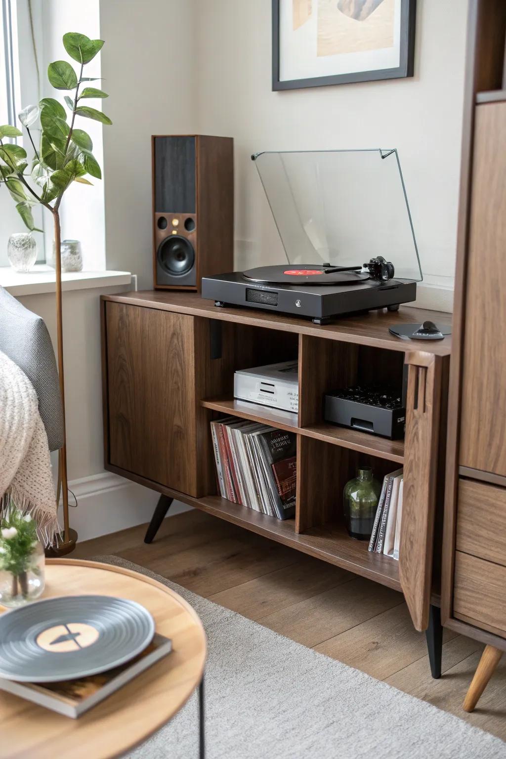 Open and closed storage options provide flexibility in organizing your records.