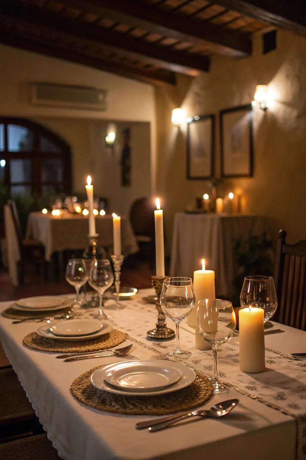 Lighting elements infuse comfort and atmosphere to the Easter dining table.