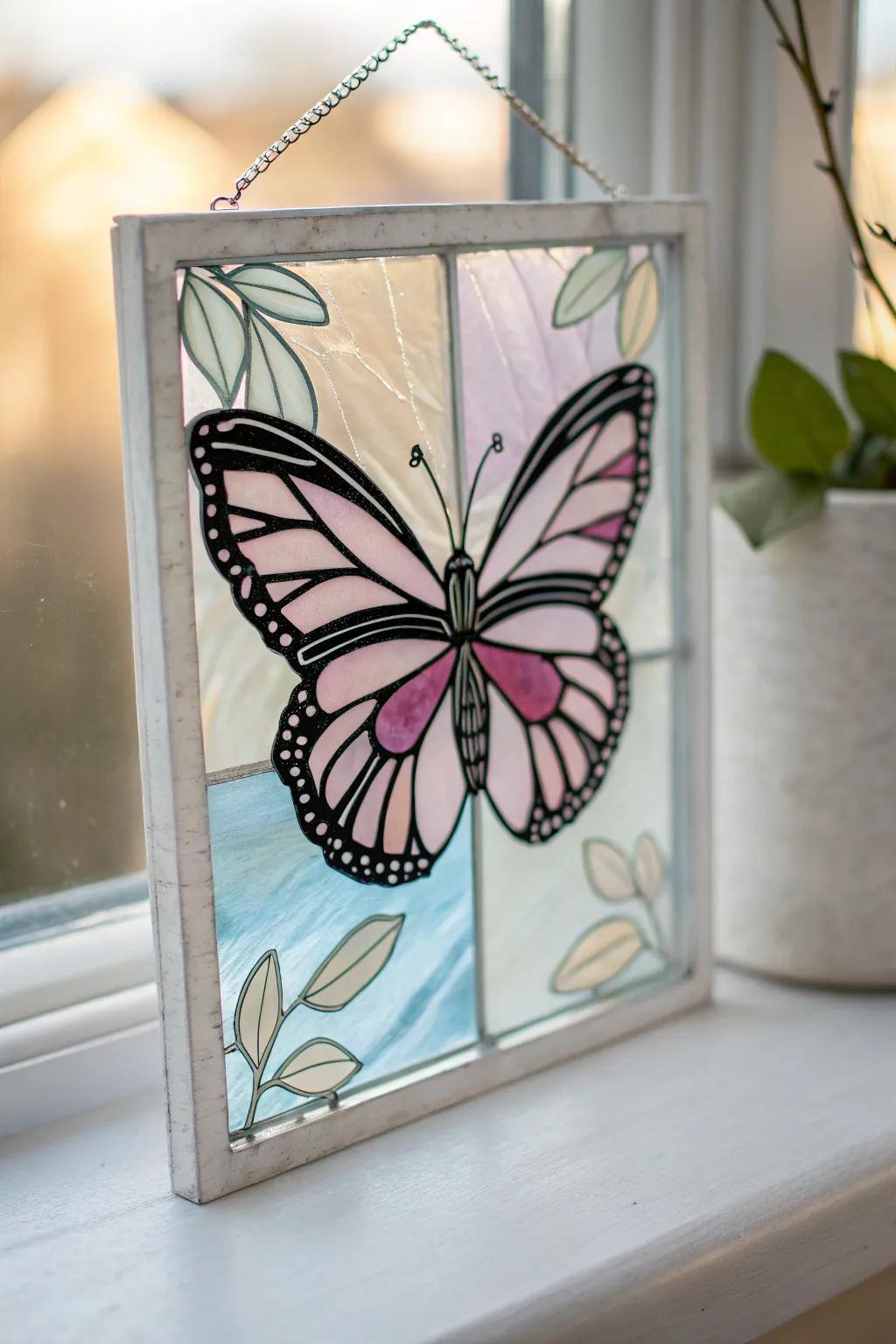 Transform your space with the ethereal beauty of butterfly shaded glass artistry.