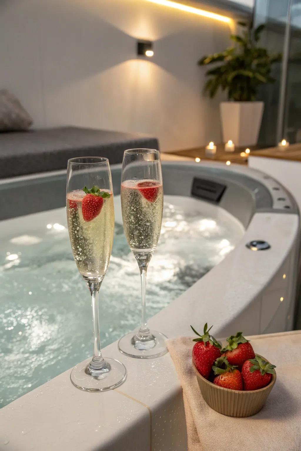 Celebrate love using a cup of bubbly.