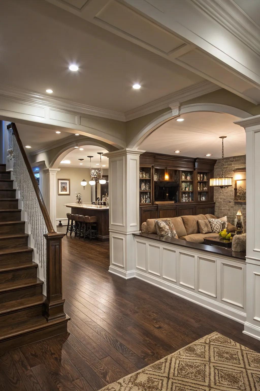 Architectural details deliver chic and functional division.