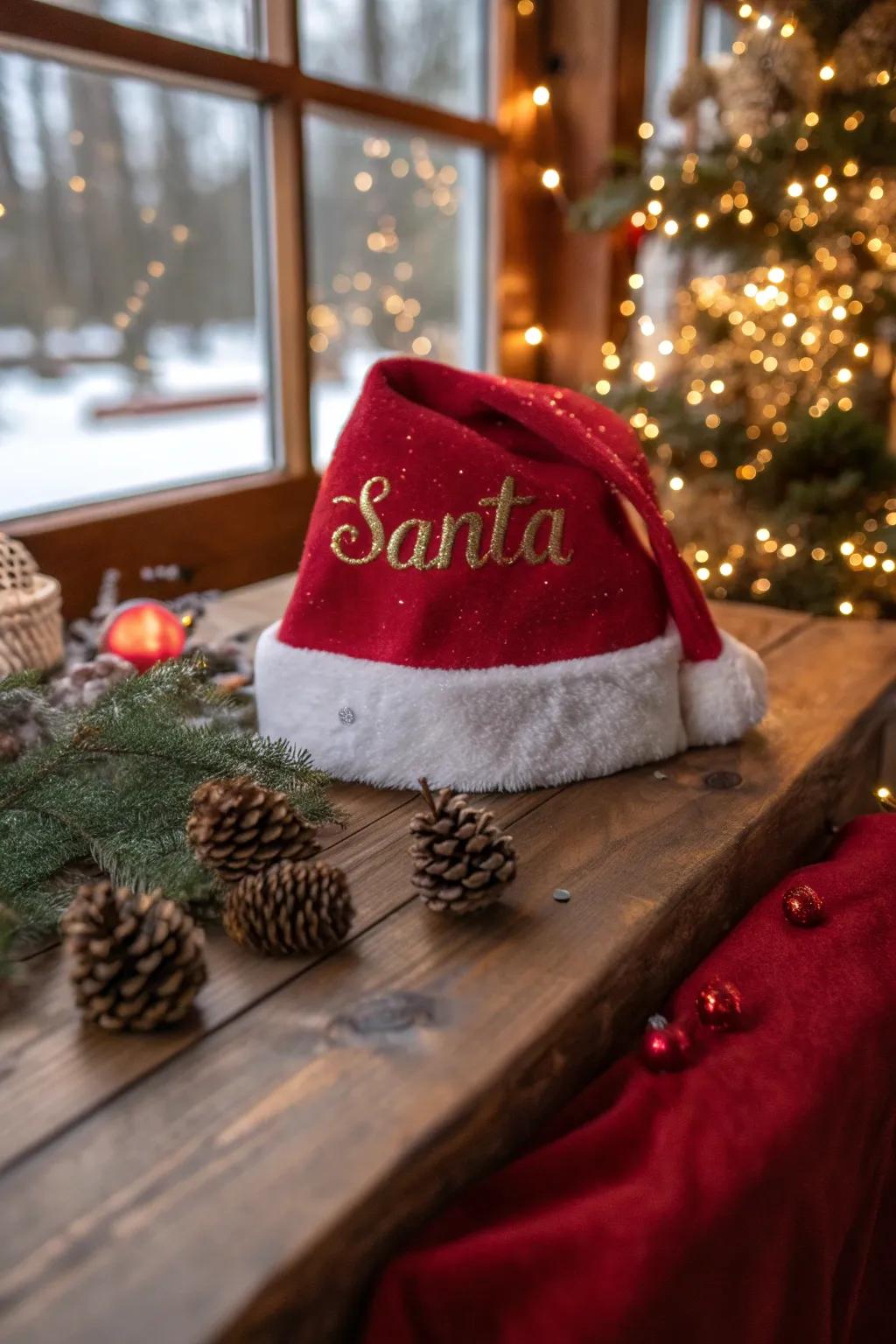 Personalize your hat through monikers or festive expressions.