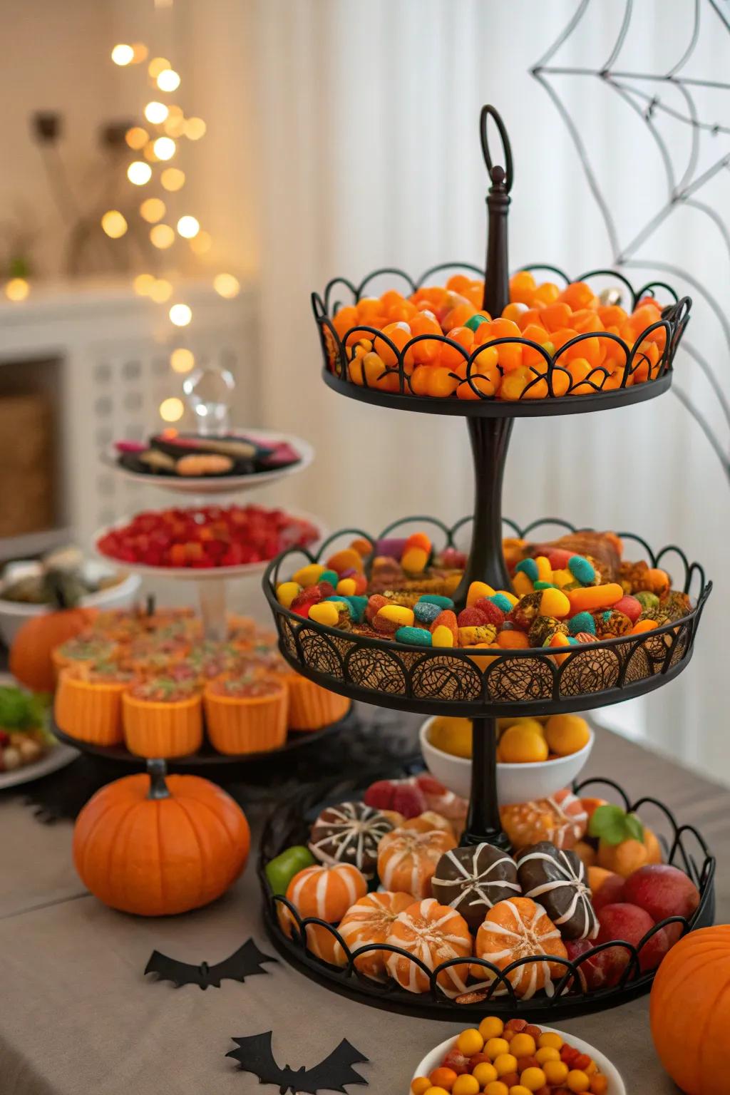 Elevate your confection presentation via staggered stands.