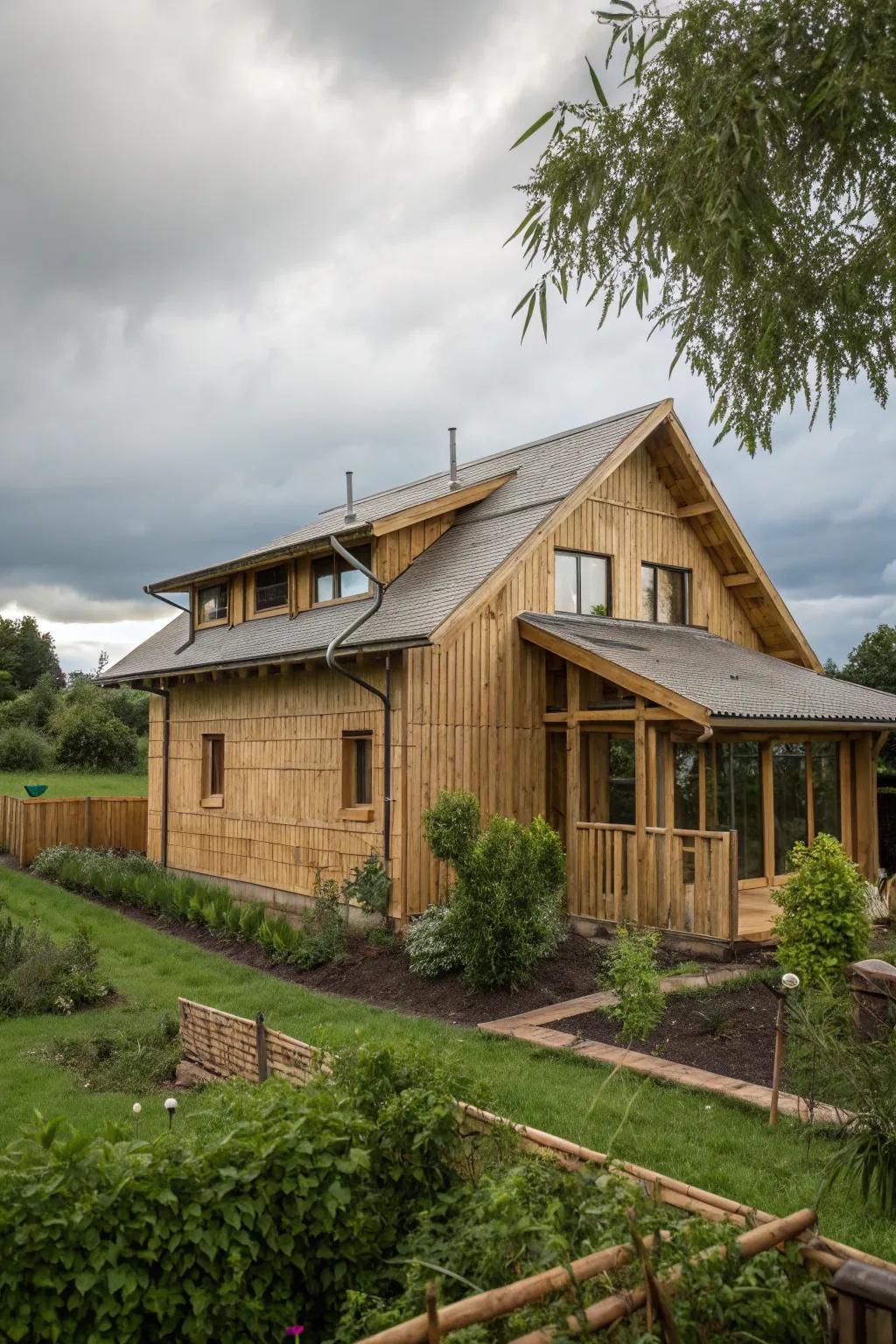 An eco-friendly home featuring a sustainable shed dormer.