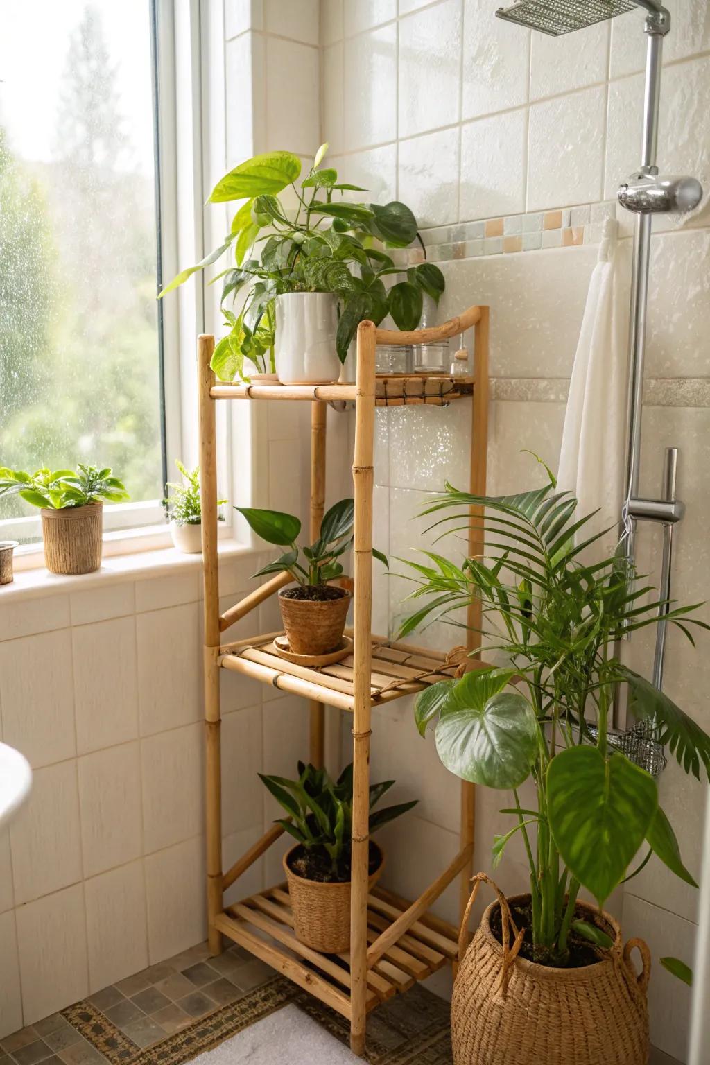 Bamboo fixtures introduce a natural, eco-conscious element to your shower.