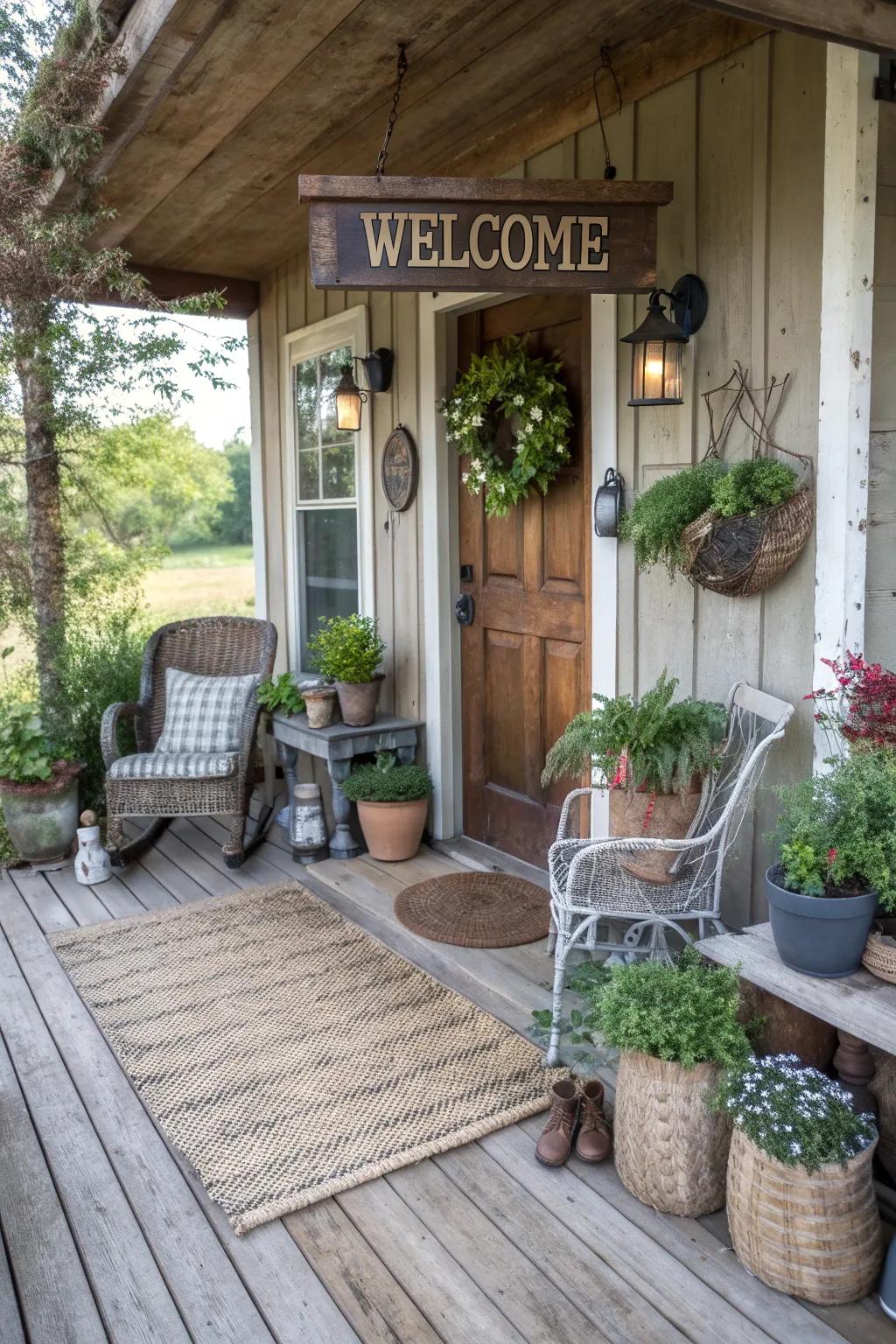 Greet visitors with a pastoral reception placard.