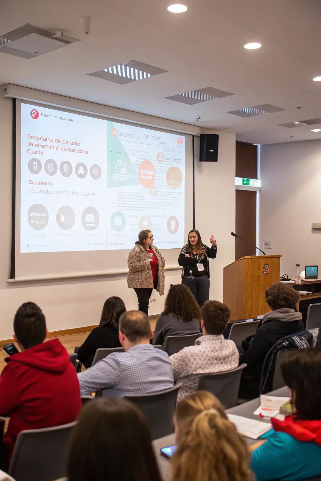 Slides showcasing interactive components for audience participation.