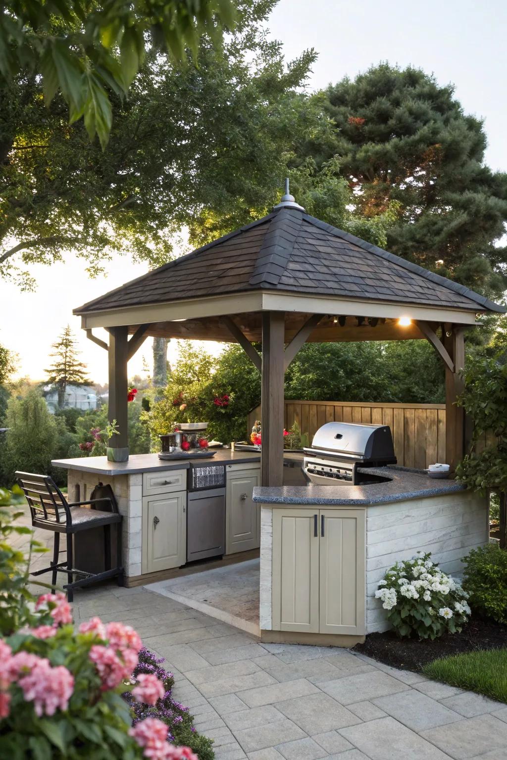 Enhance your pavilion through a useful exterior culinary space.