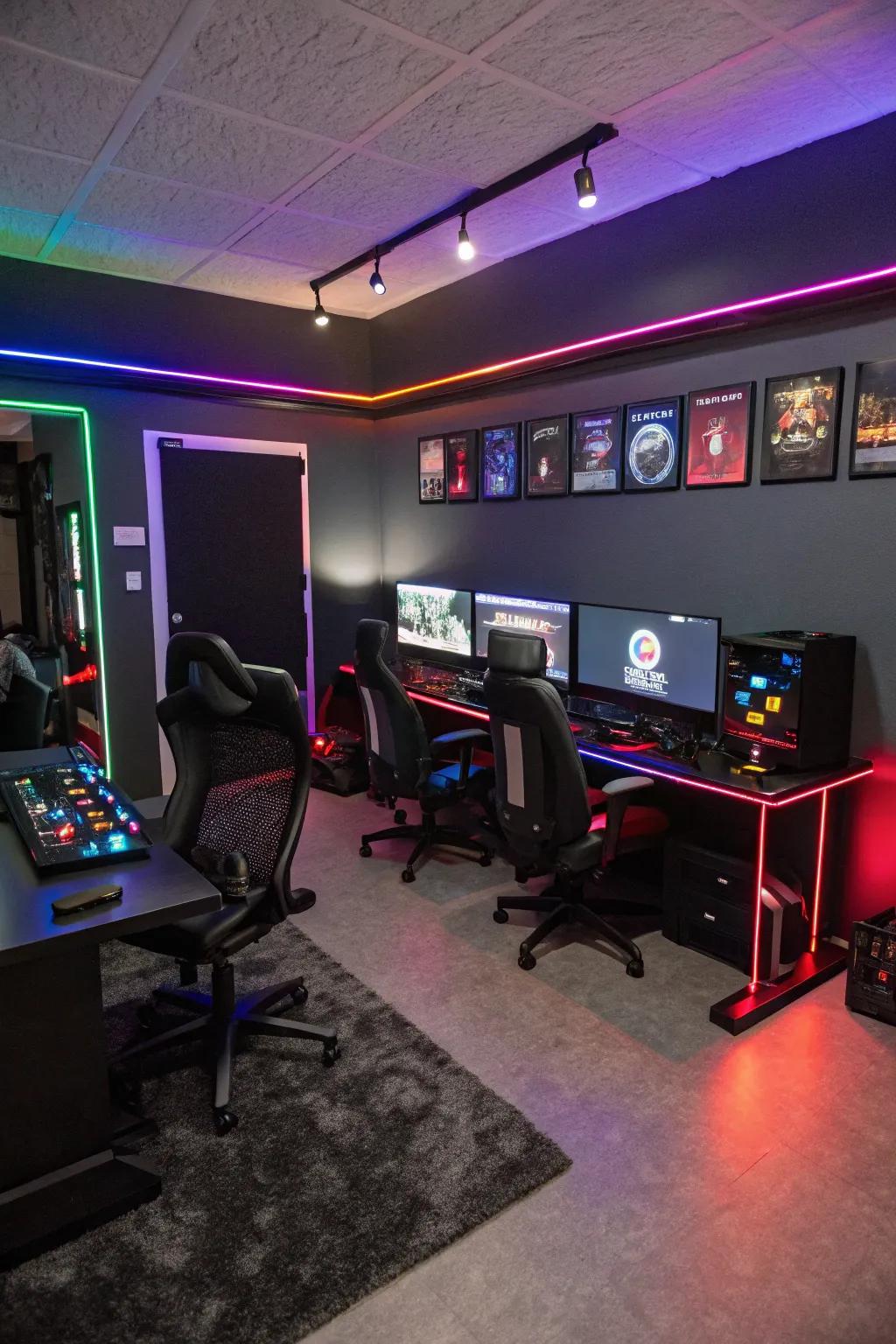 A unified color scheme enriches the aesthetic charm of your gaming room.