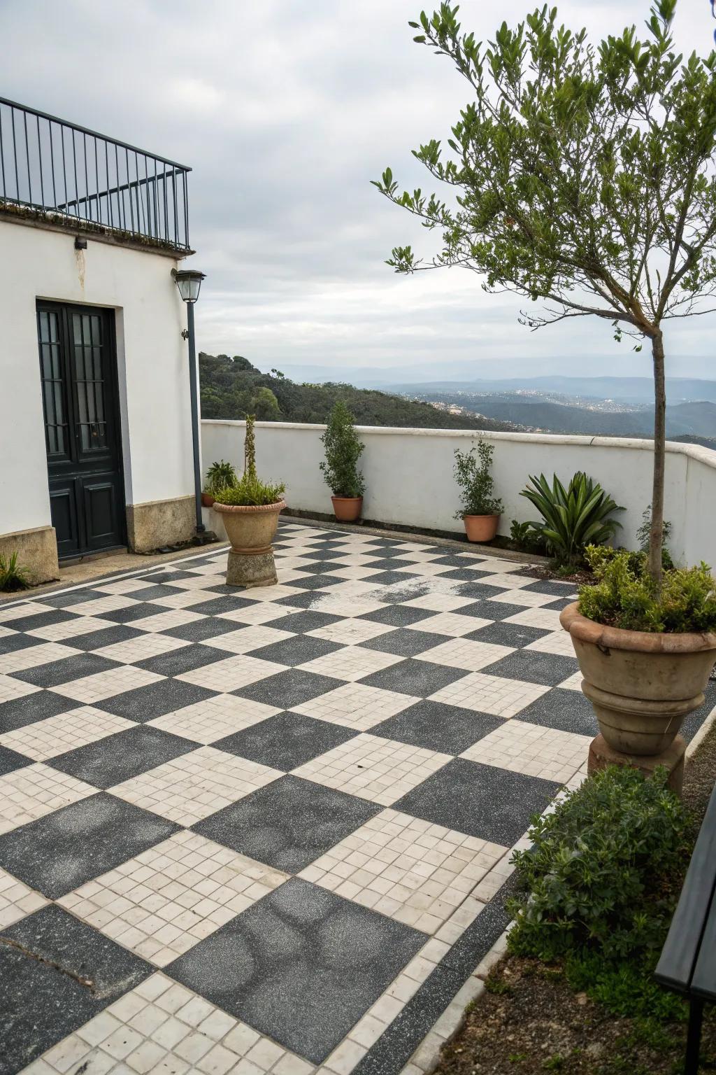 A tile pattern offers a classic and playful visual.