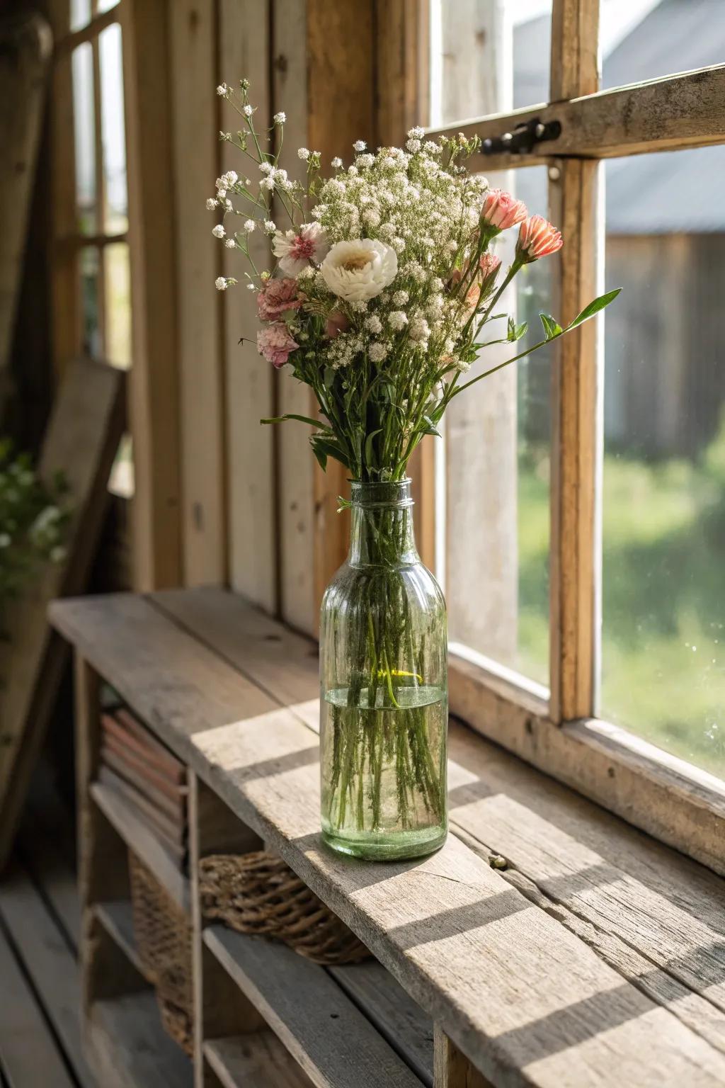 Vintage carafes constitute distinctive and stylish vases.