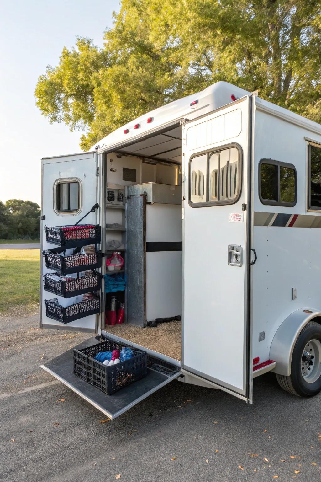 Creative storage solutions help maintain an organized area.