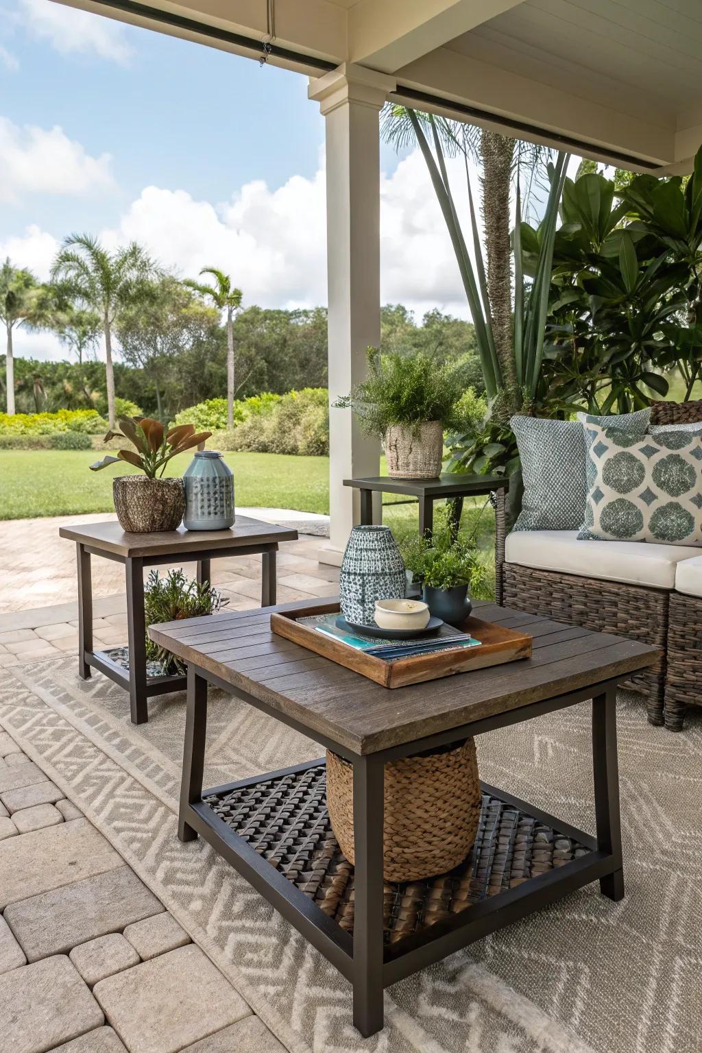 Smaller tables enhance both convenience and charm in your lanai's layout.