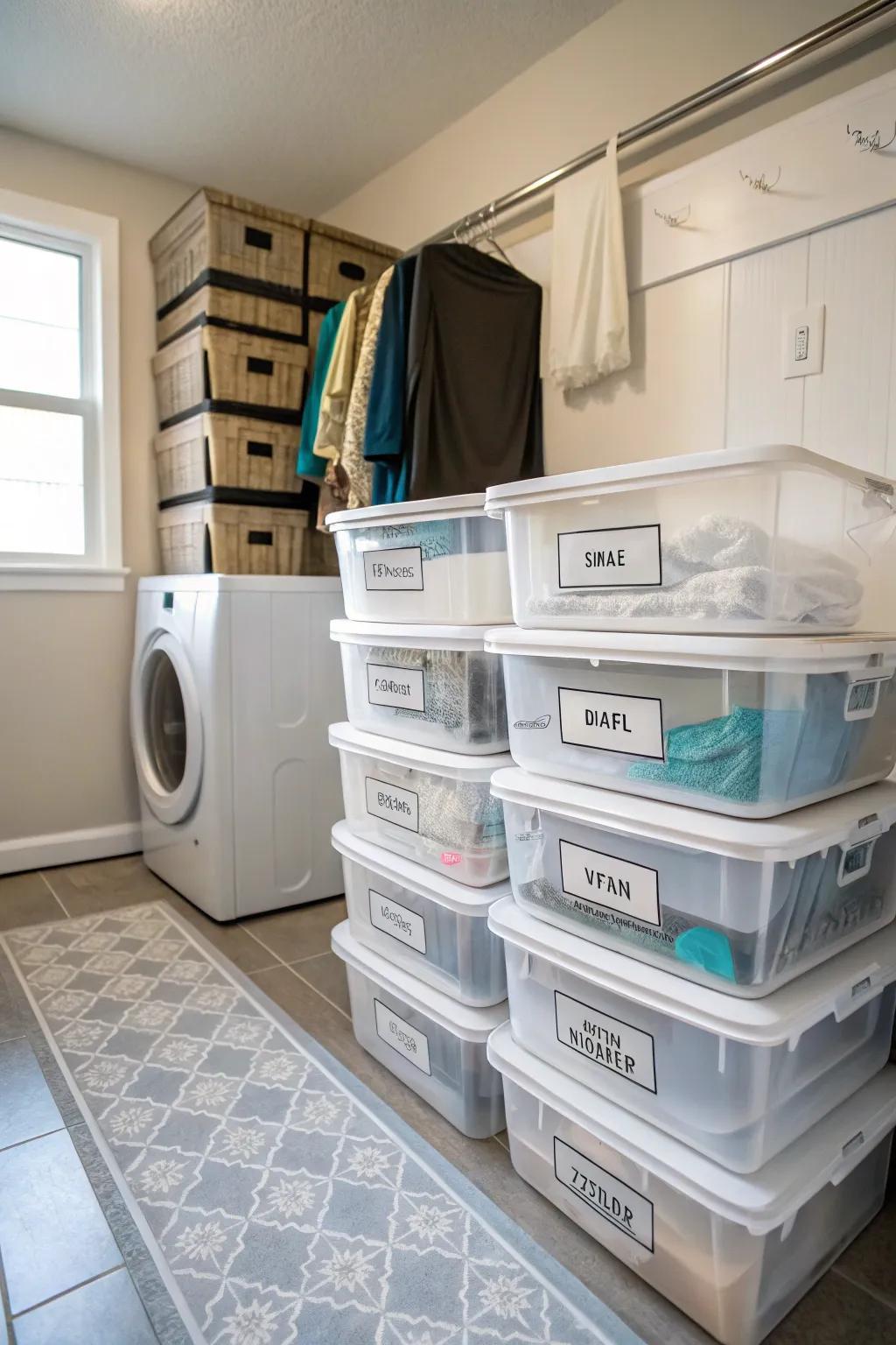Arrange efficiently using stackable storage containers.
