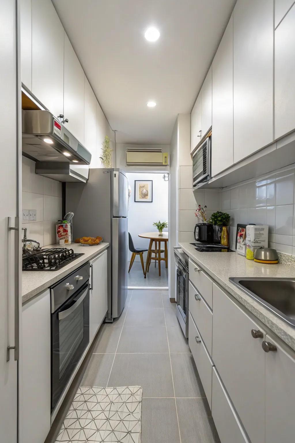 Compact appliances ensure efficiency without sacrificing space.