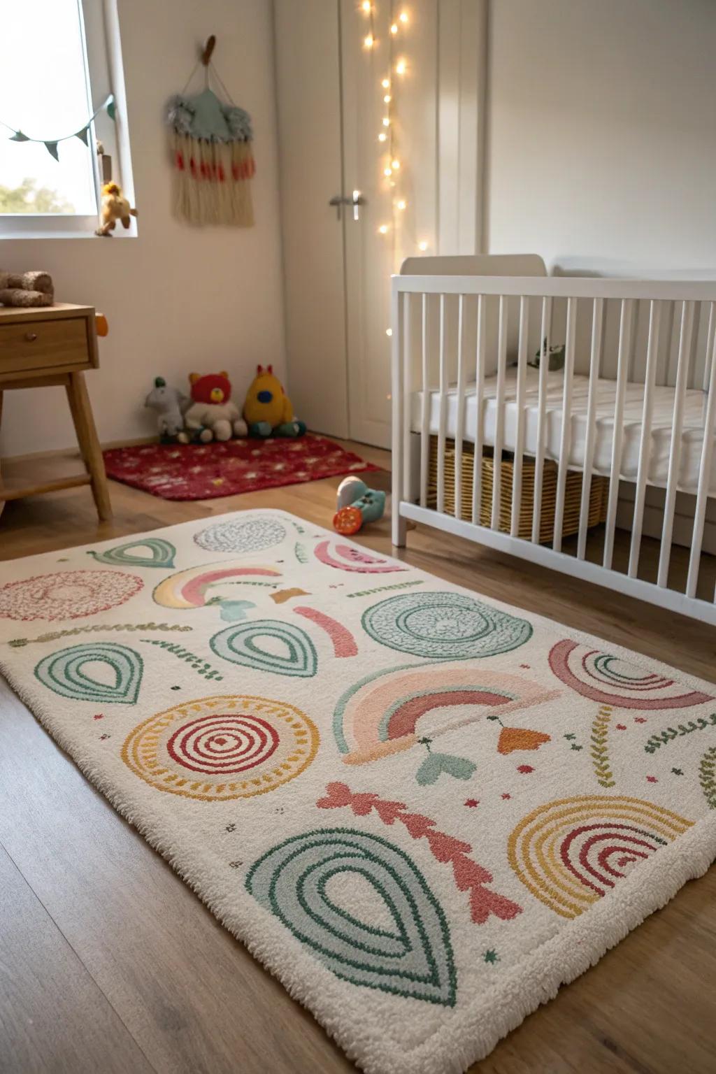 A comfortable floor covering adds warmth and coziness.