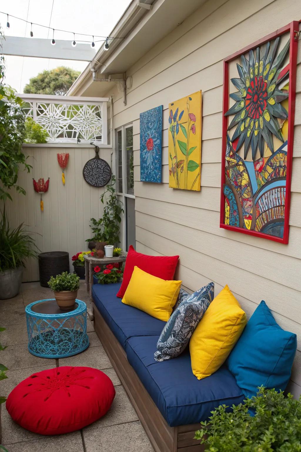Personalize your patio using vibrant decorative accents.