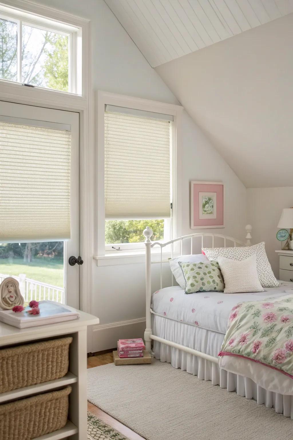 Alveolar shades furnish illumination modulation and energy efficiency.