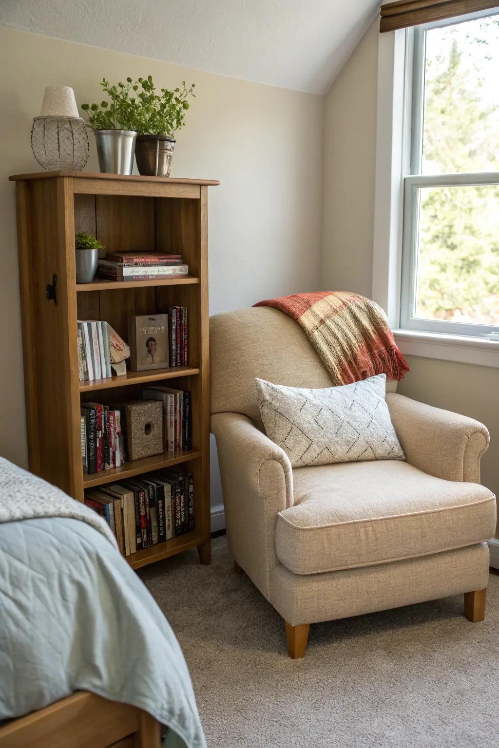 A relaxation zone encourages you to relax with reading or meditation.