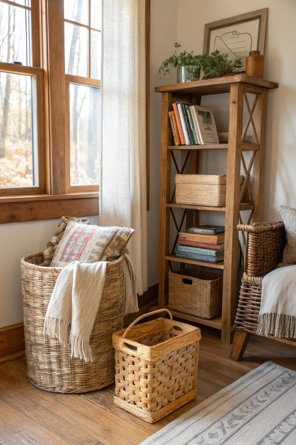 Indigenous elements such as wicker and timber impart an earthy ambiance.