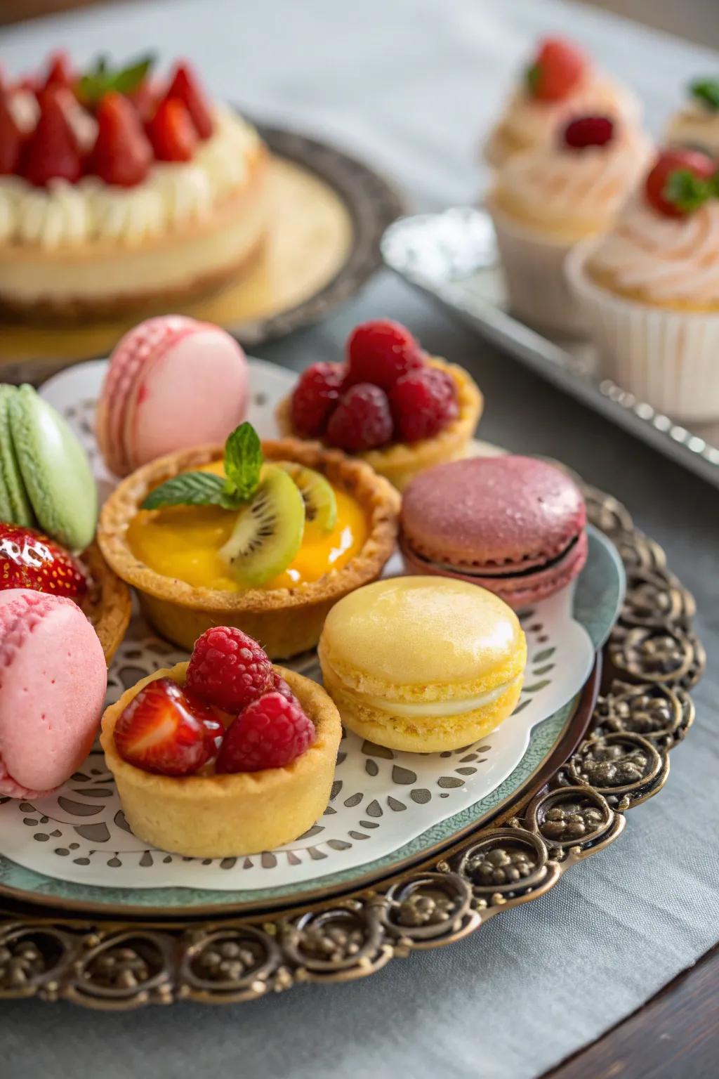 Scaled-down pastries provide a delightful delicacy for attendees.