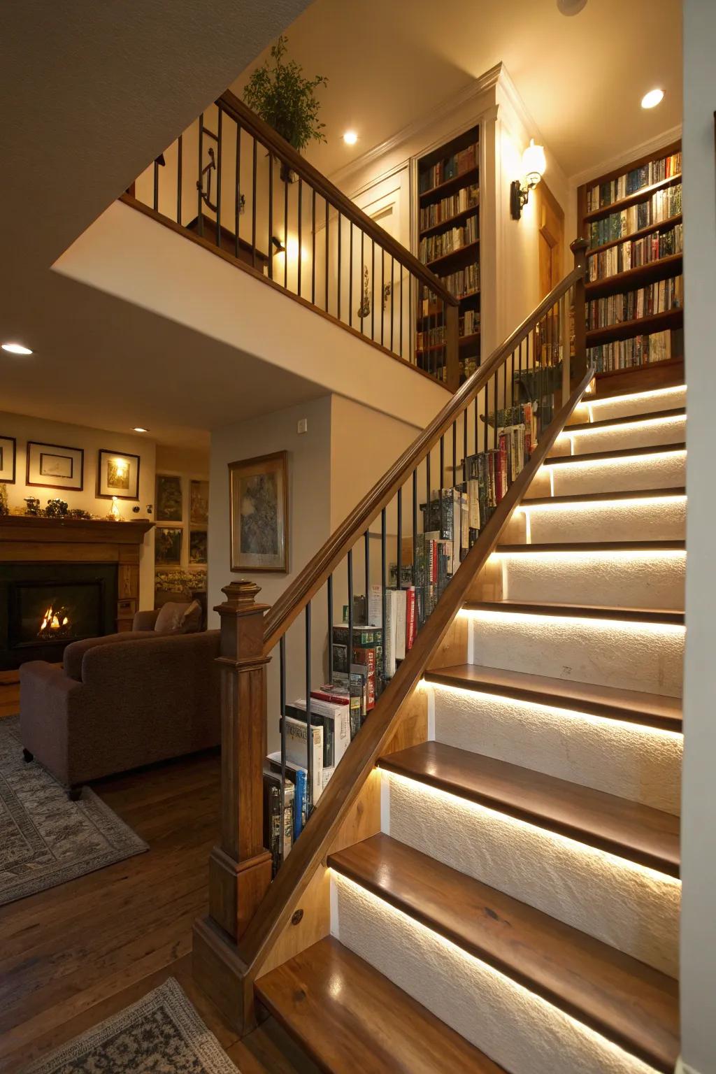 Construct a cozy reading recess through the utilization of integrated bookshelves.
