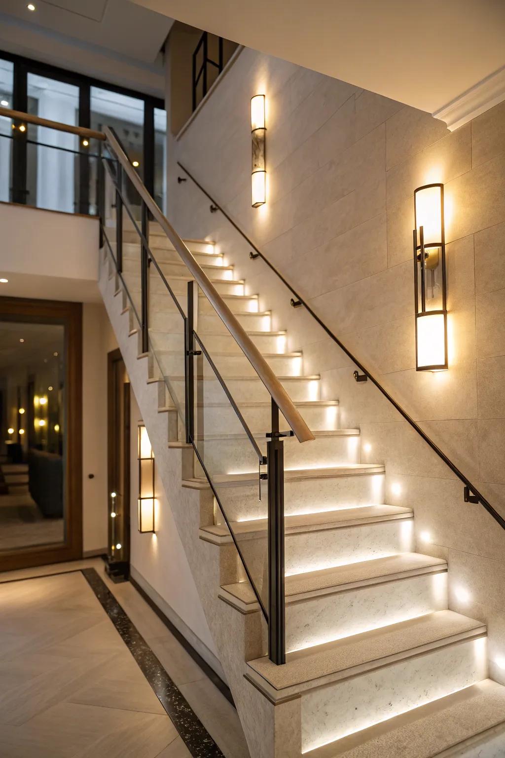 Illumination can dramatically ameliorate the ambiance of the stairwell.