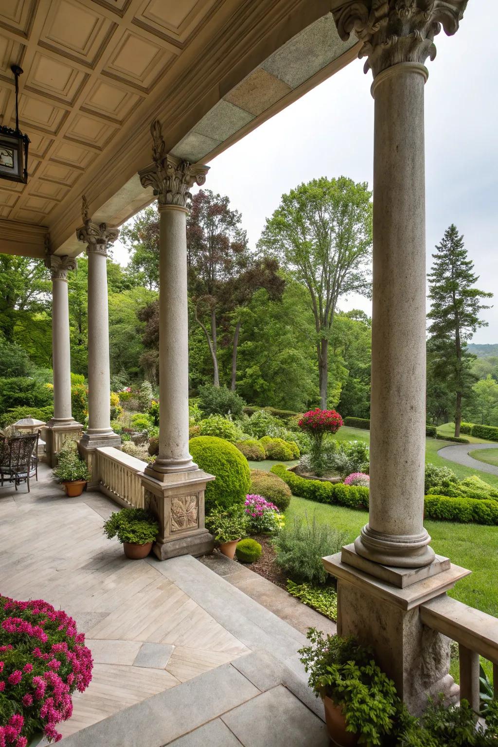 Stone pillars append magnificence and perpetual allure.