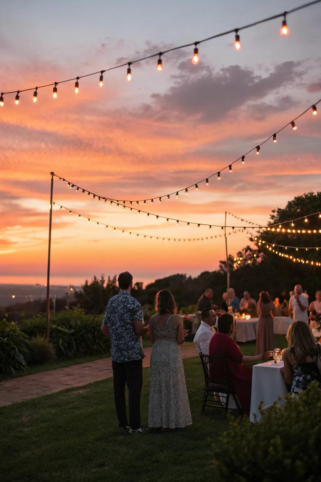 Capture the enchantment of a summer nightfall with a exquisite soiree.