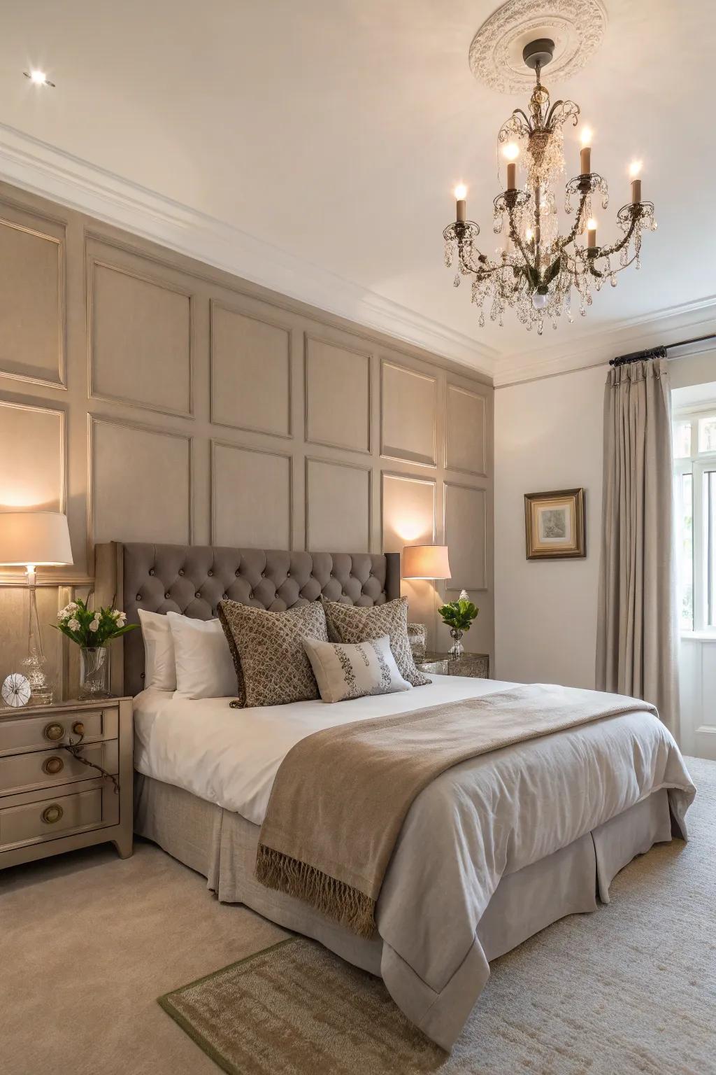 A greige feature wall crafting a stylish focal point.