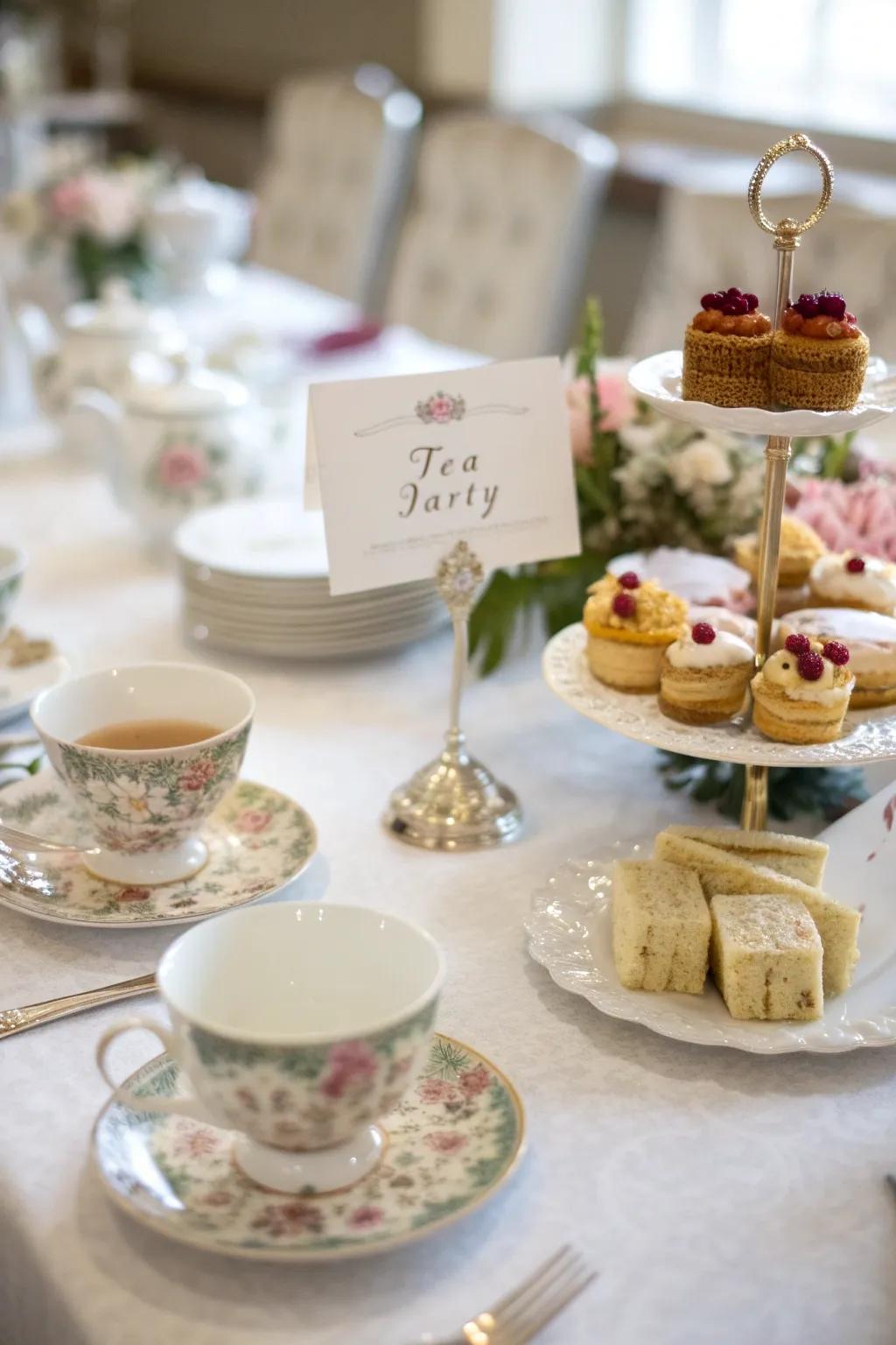 Elegant seating cards add a personalized aspect to each placement.