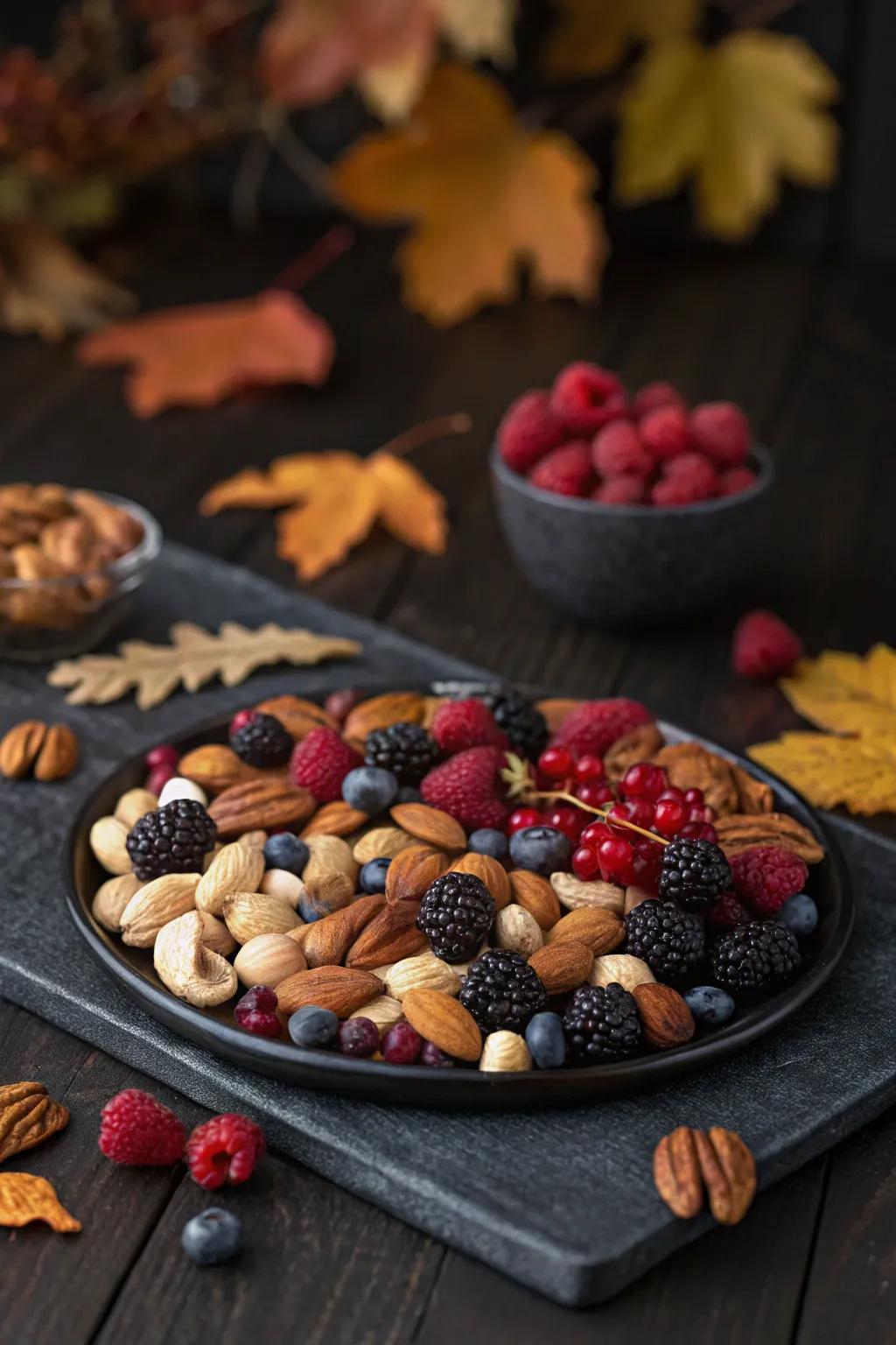 A beautiful nut and berry mix perfect for holiday gatherings.