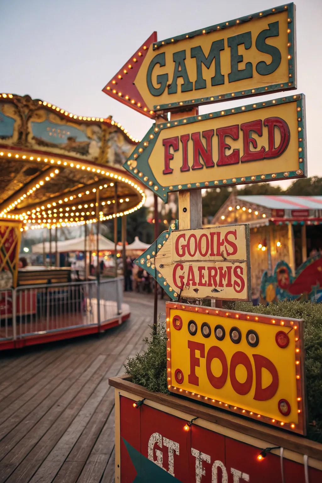 Retro signage infuses allure and direction.