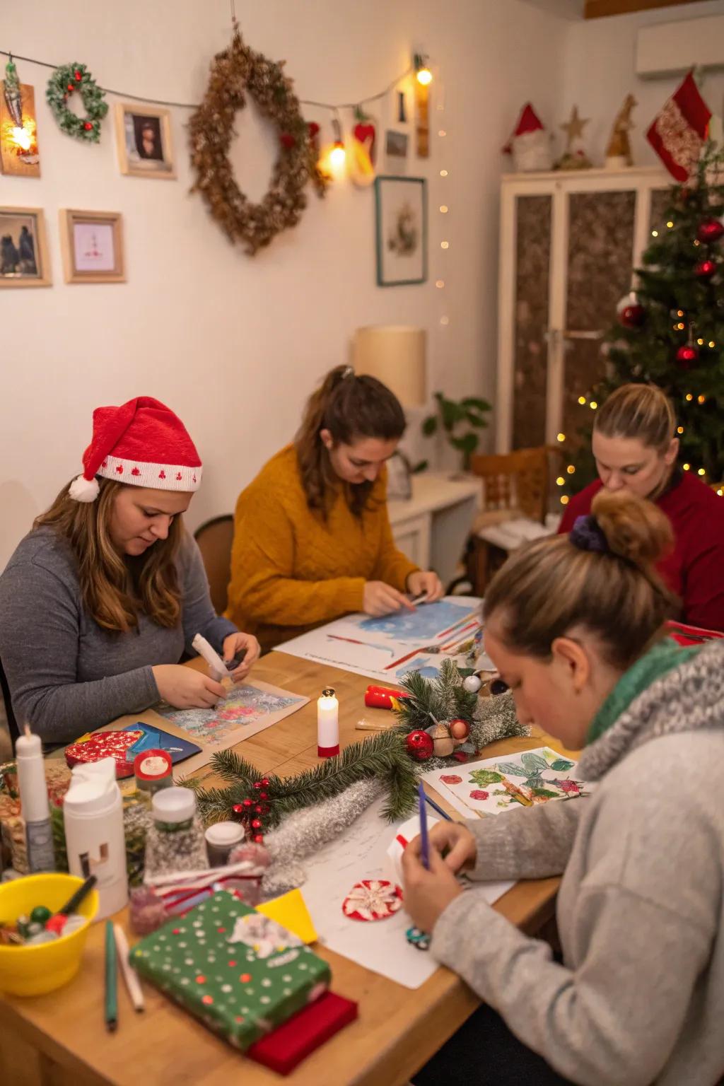 Creative fun at a Christmas craft workshop.
