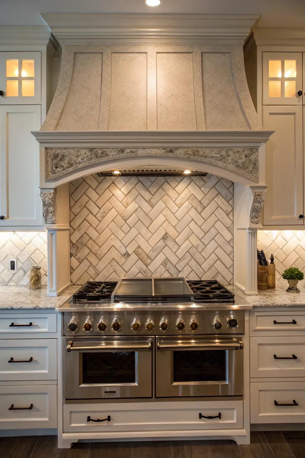 Diagonal assemblages impart an enduring sophistication to your cooking area.