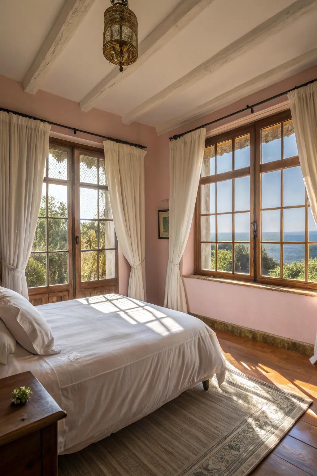 Sunlight enhances the beauty and warmth of your Tuscan-inspired bedroom.