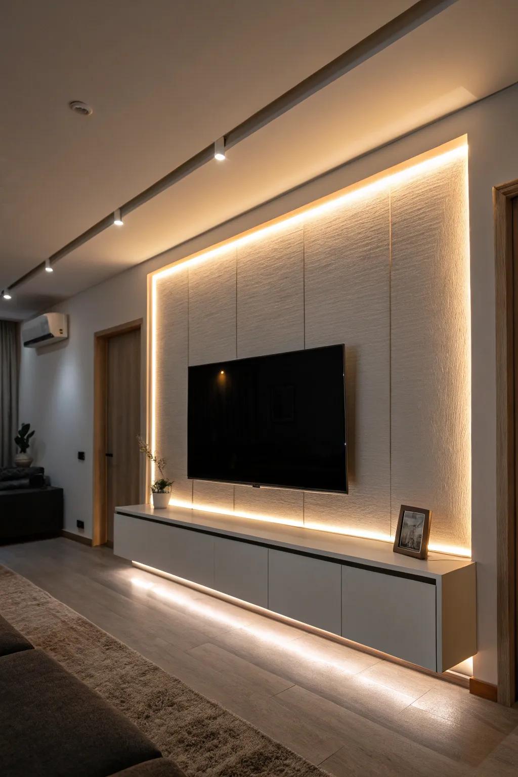 LED lighting introduces a hint of drama and sophistication to TV walls.