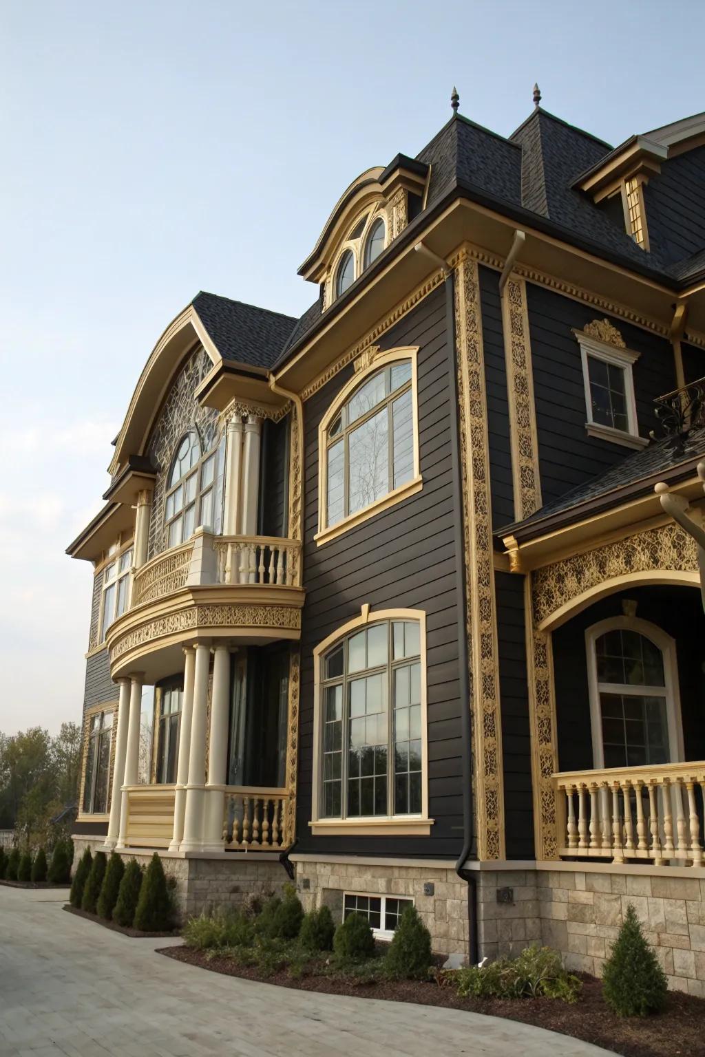 Ebony and gilt siding radiate refinement and opulence.