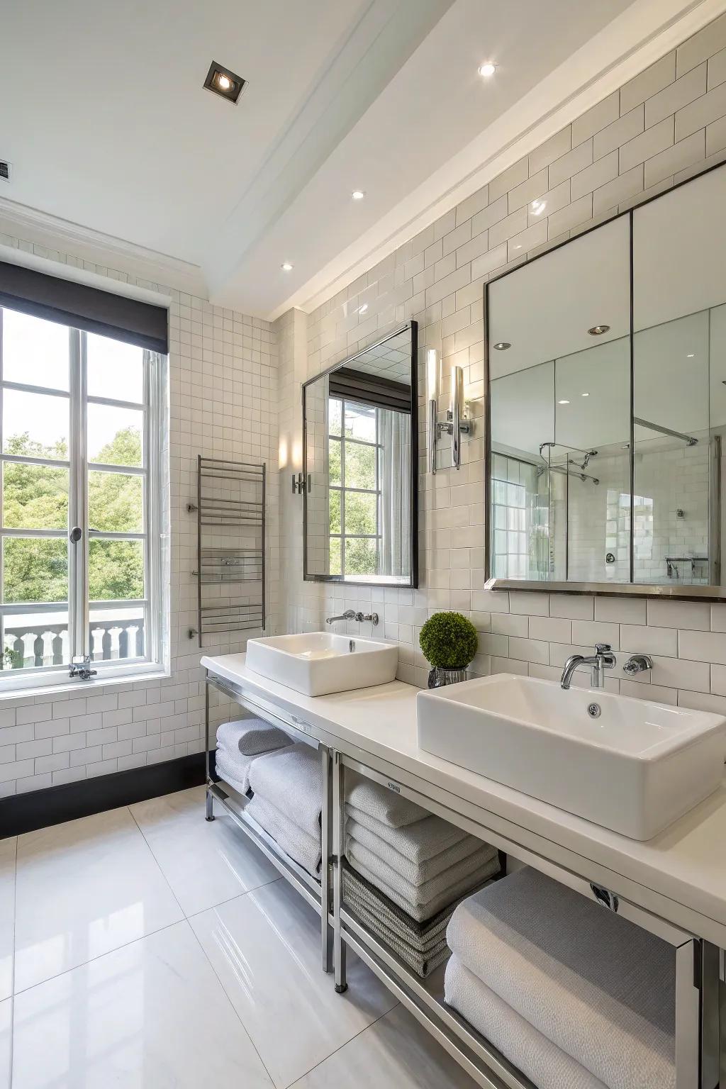Contemporary design components foster a sleek and maintainable bathroom.